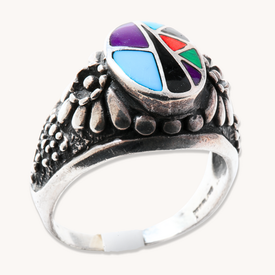 Vintage Multi-Stone Inlay Ring