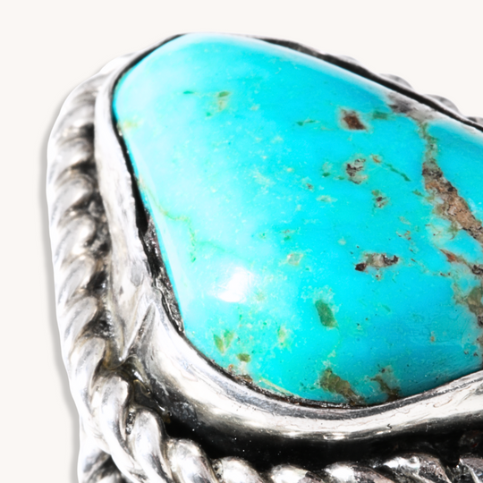Vintage Turquoise Ring with Twist Wire Band