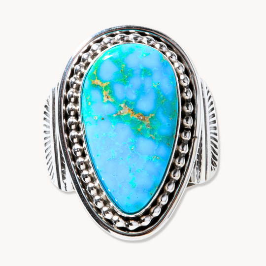 Turquoise Ring with Shield Flanks