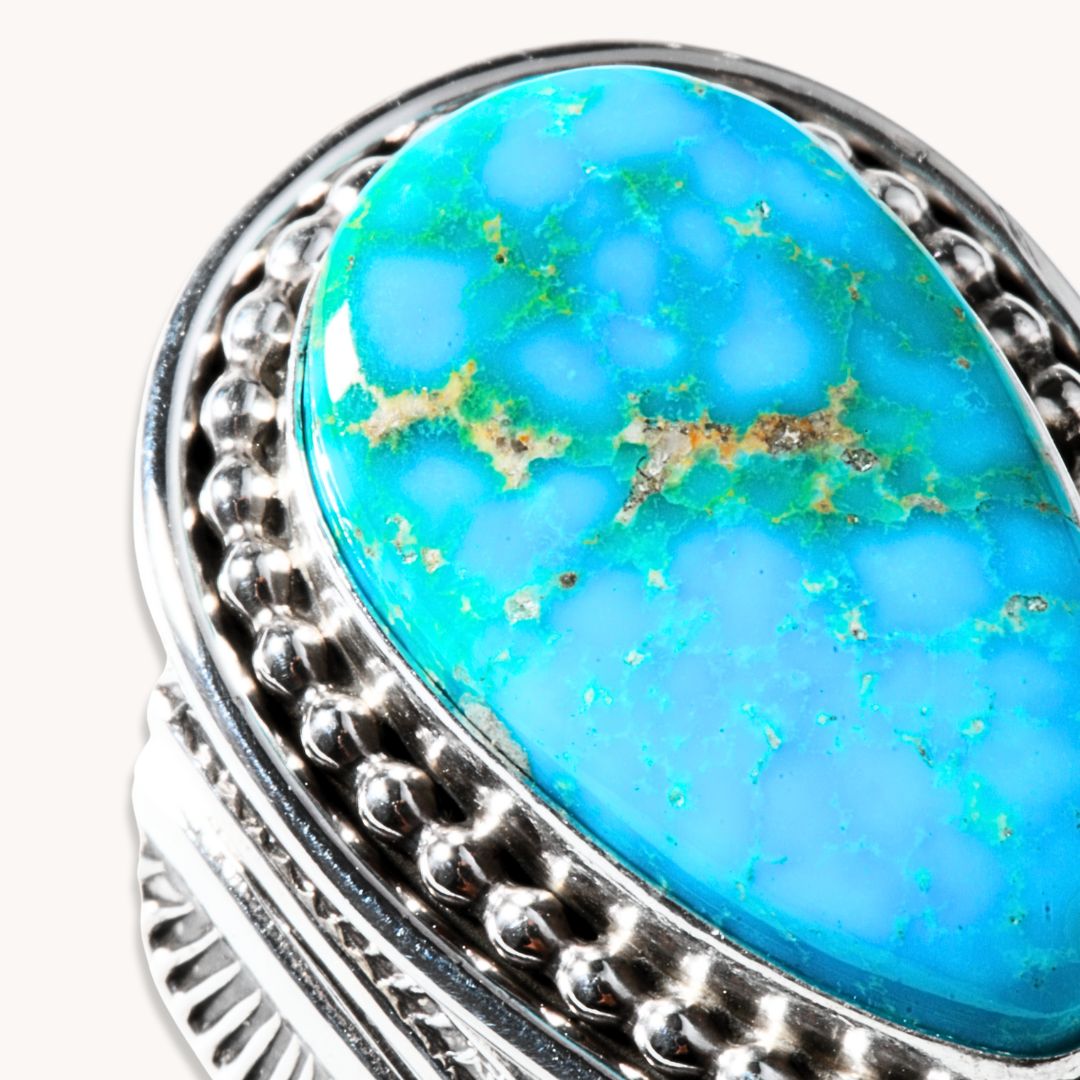 Turquoise Ring with Shield Flanks