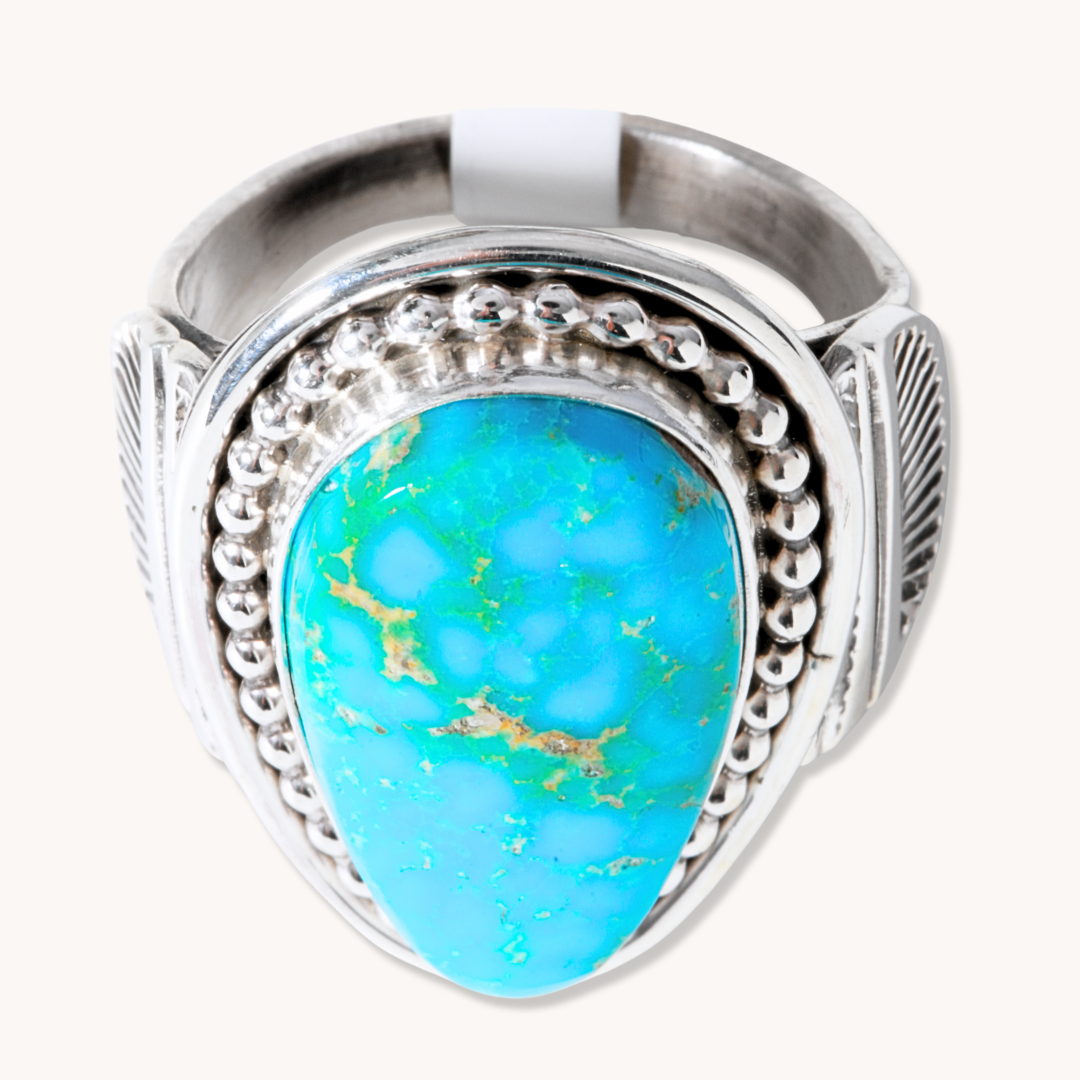 Turquoise Ring with Shield Flanks