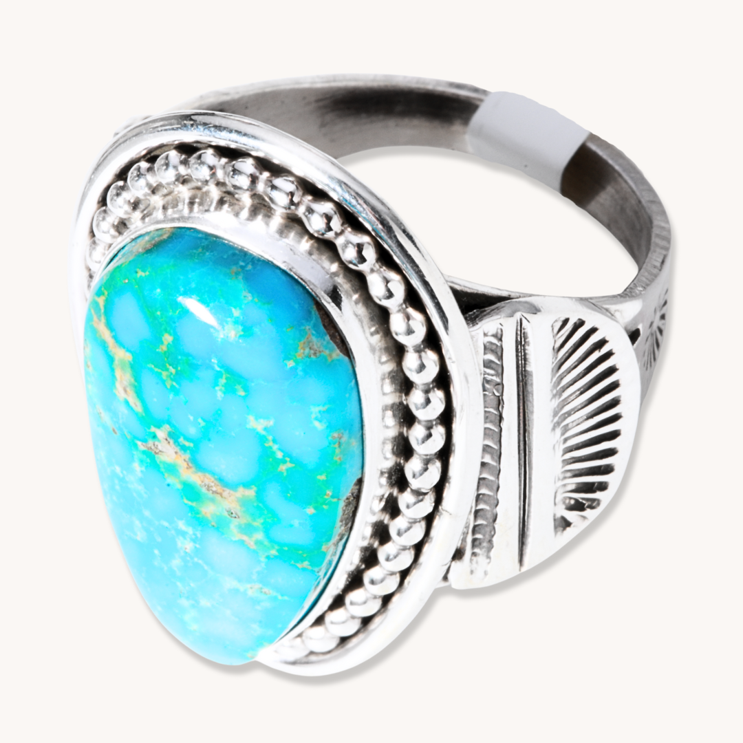 Turquoise Ring with Shield Flanks