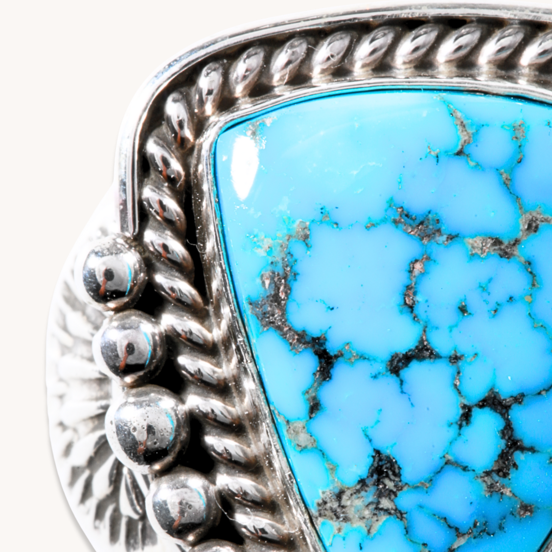 Triangle Turquoise Ring with Shield Flanks