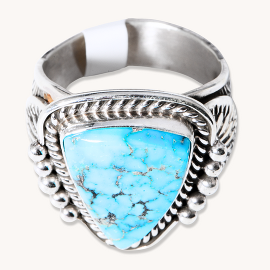 Triangle Turquoise Ring with Shield Flanks