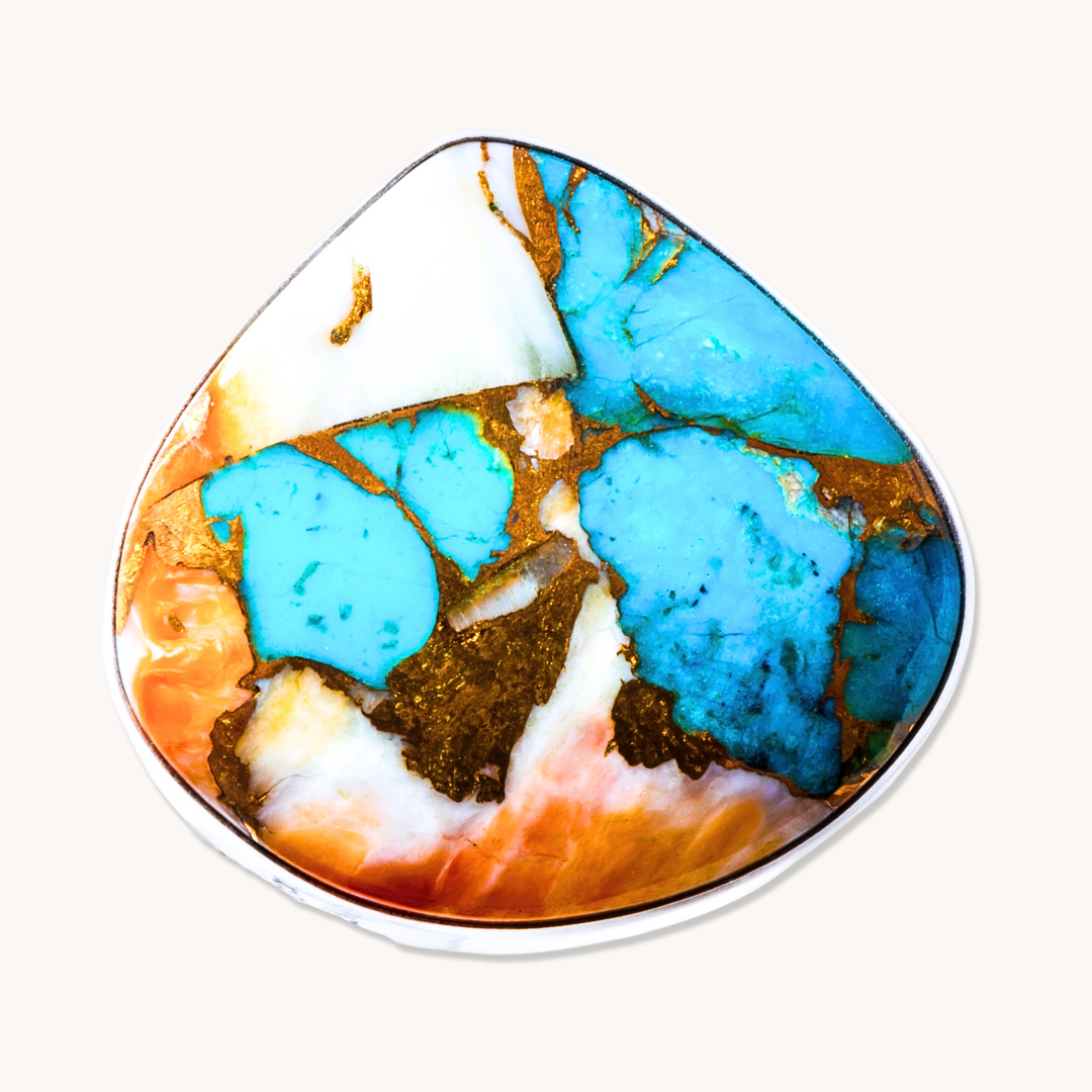 Spiny Oyster & Turquoise Composite Adjustable Rings