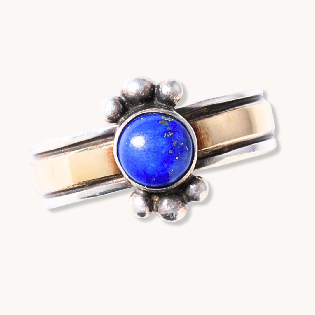 Lapis Ring with 14k Gold Overlay