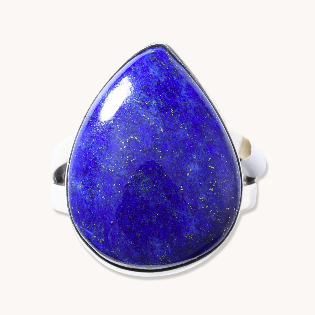 Sterling Silver 2-Shank Lapis Ring