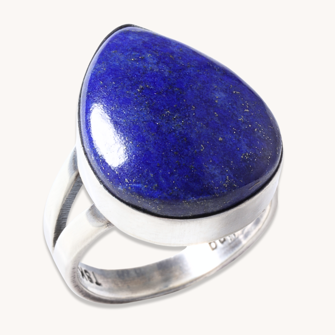 Sterling Silver 2-Shank Lapis Ring
