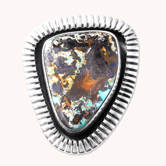 Turquoise Rings with File-Work Border