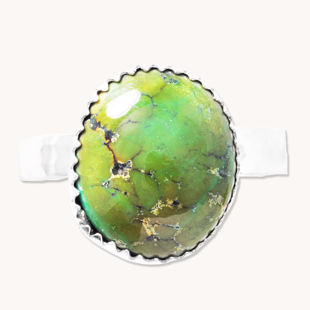 Turquoise Rings with Hammered Band
