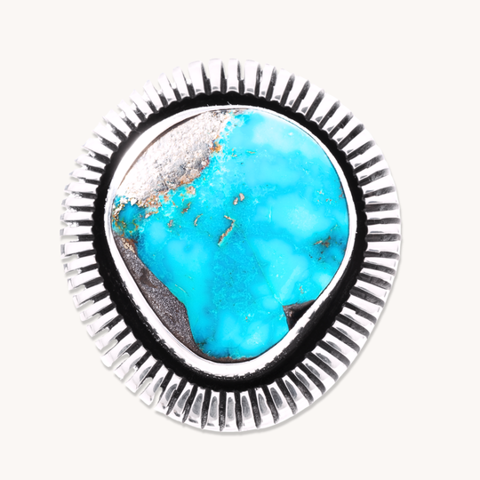 Turquoise Rings with File-Work Border