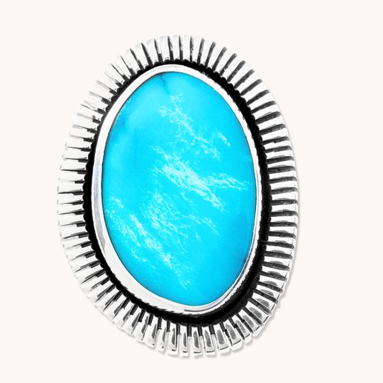 Turquoise Rings with File-Work Border