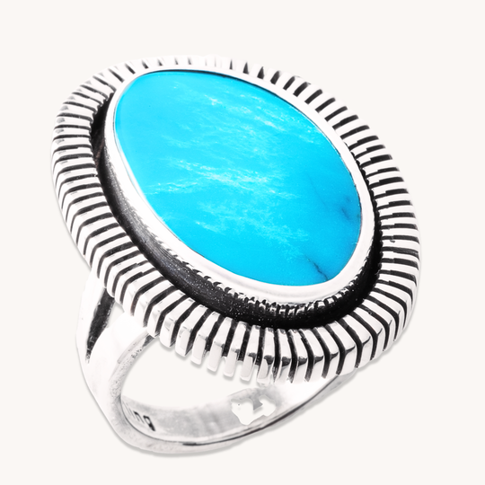 Turquoise Rings with File-Work Border