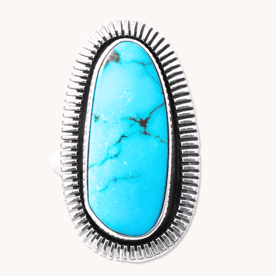 Turquoise Rings with File-Work Border