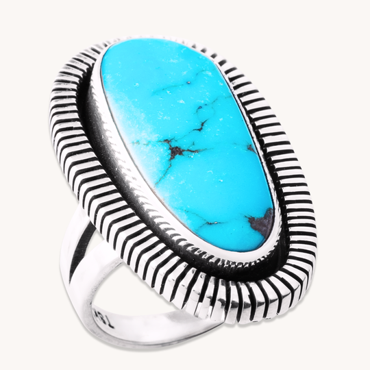 Turquoise Rings with File-Work Border