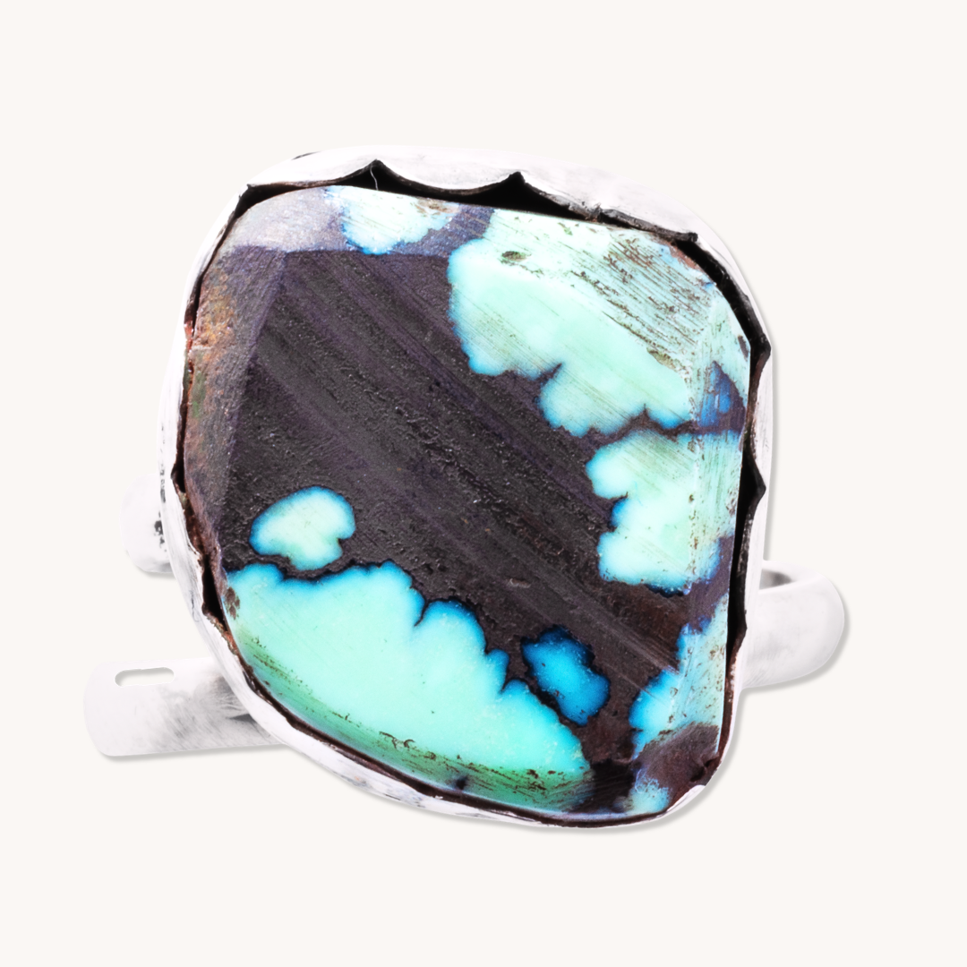 Turquoise Ring with Scalloped Bezel
