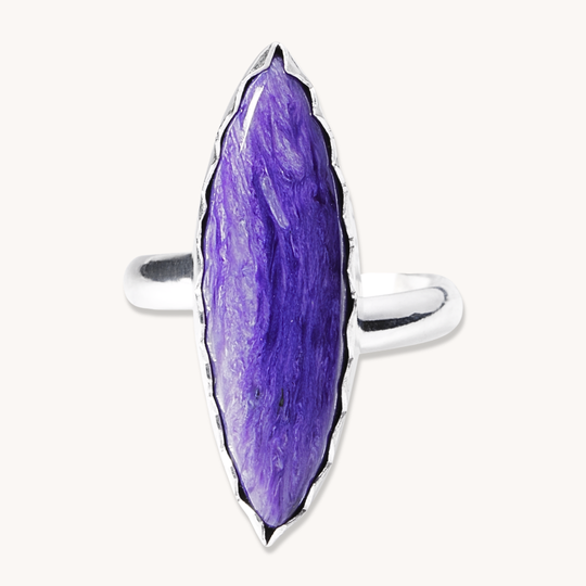 Charoite Ring with Scalloped Bezel