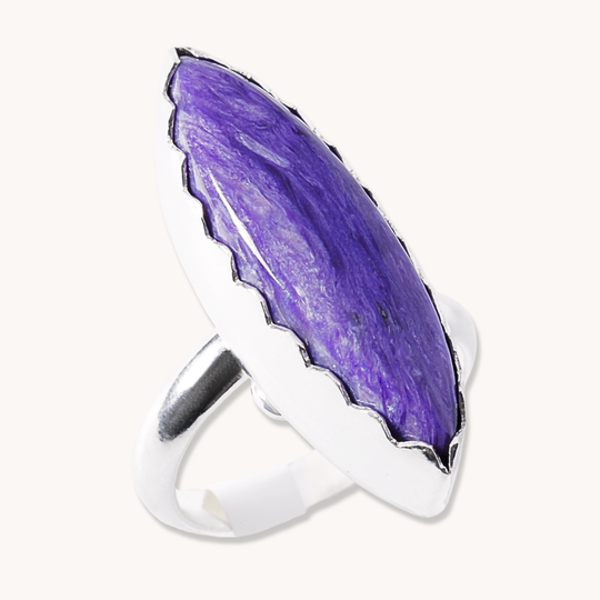 Charoite Ring with Scalloped Bezel
