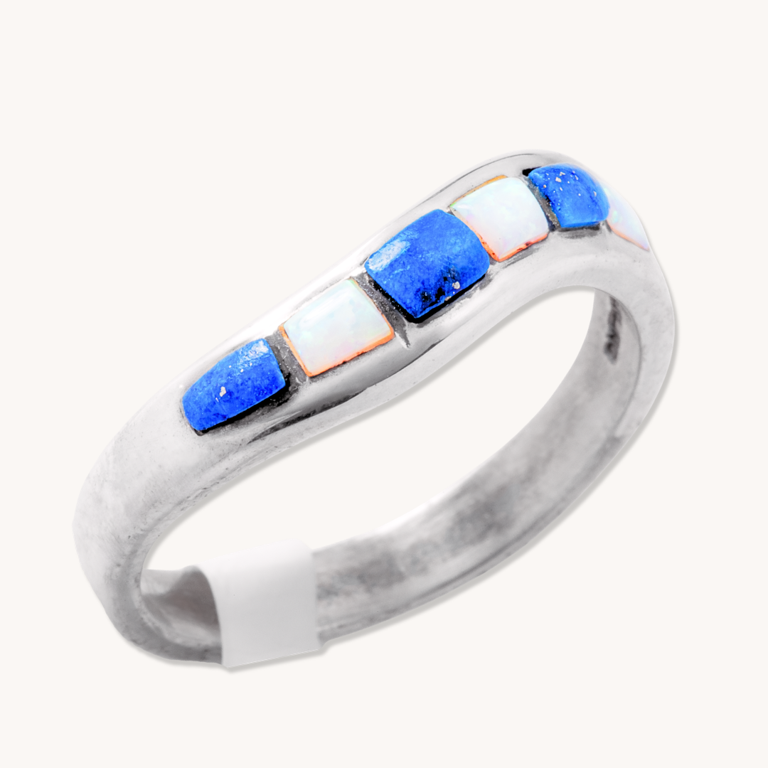 Lapis & White Opal Inlay Ring