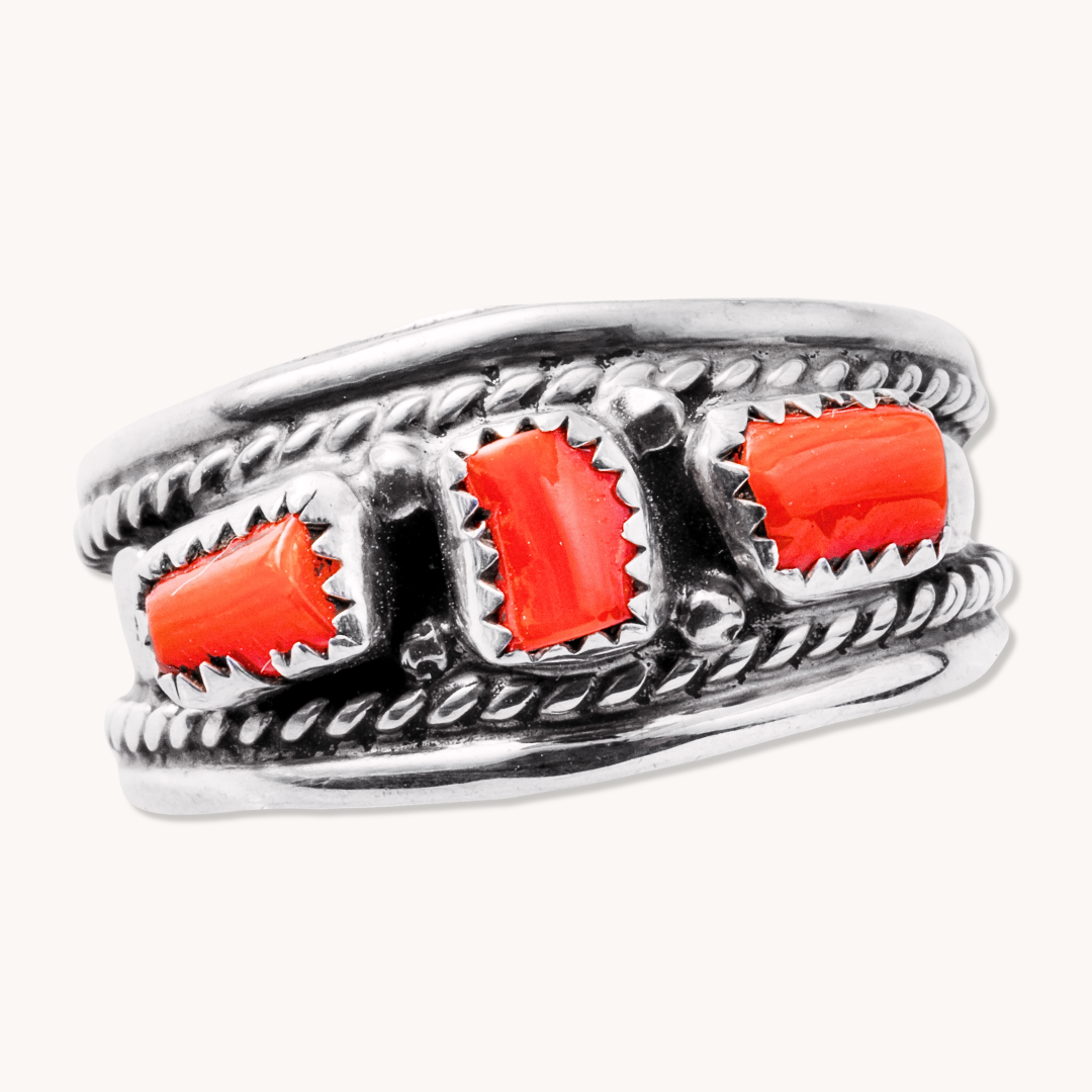 3-Stone Coral Ring