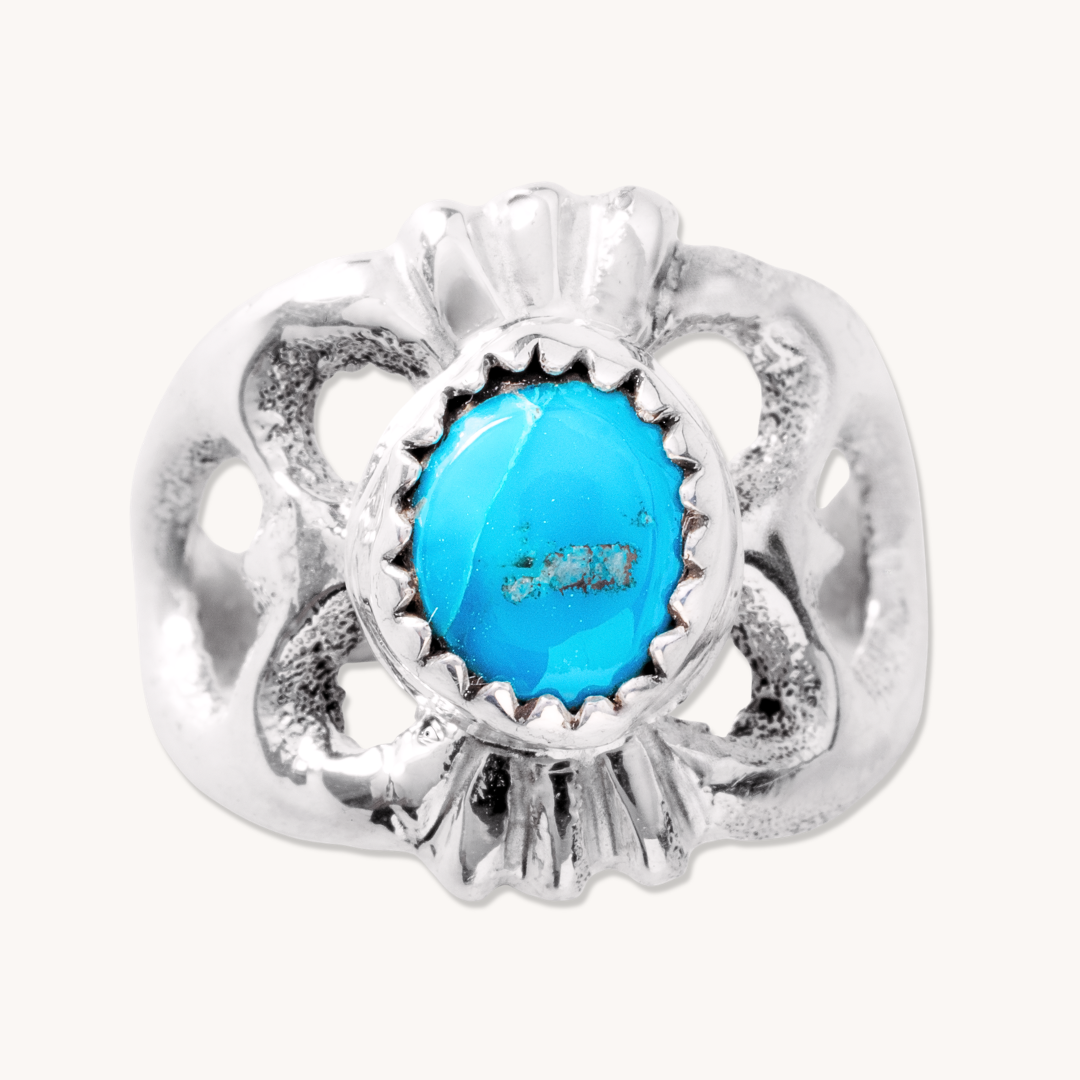 Cast Sterling Silver Ring with Turquoise