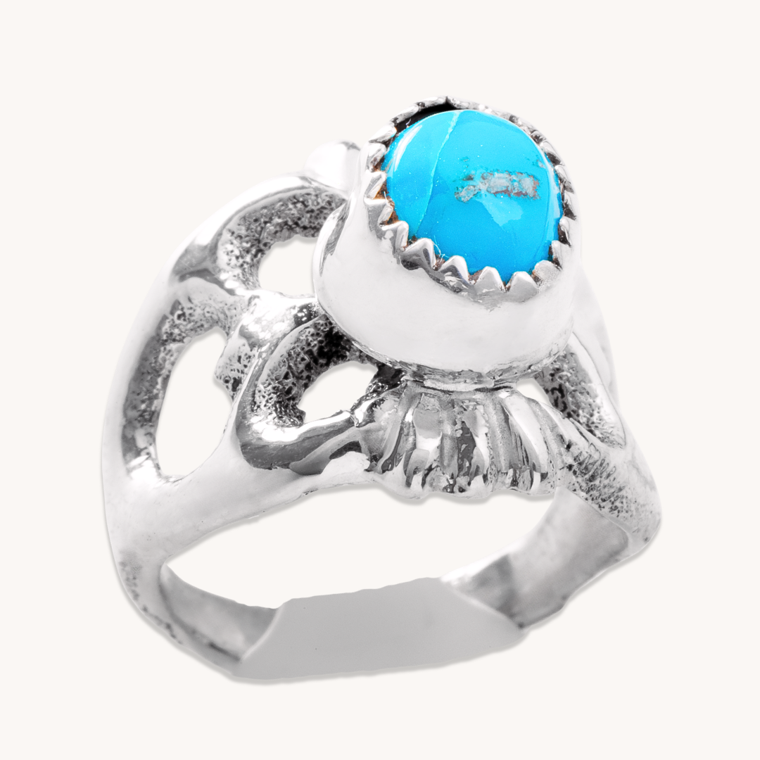 Cast Sterling Silver Ring with Turquoise