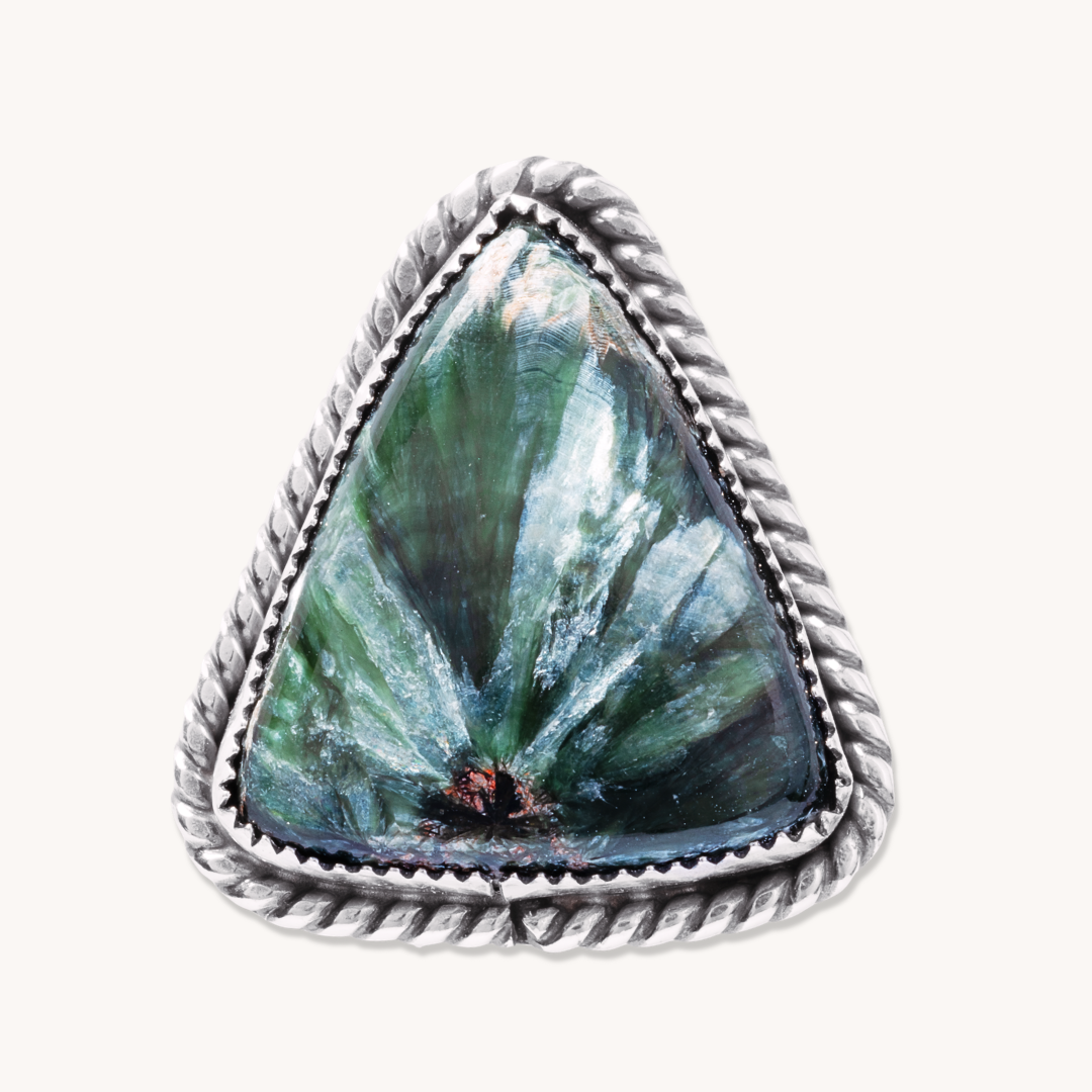 Seraphinite Adjustable Ring with Patterned Band