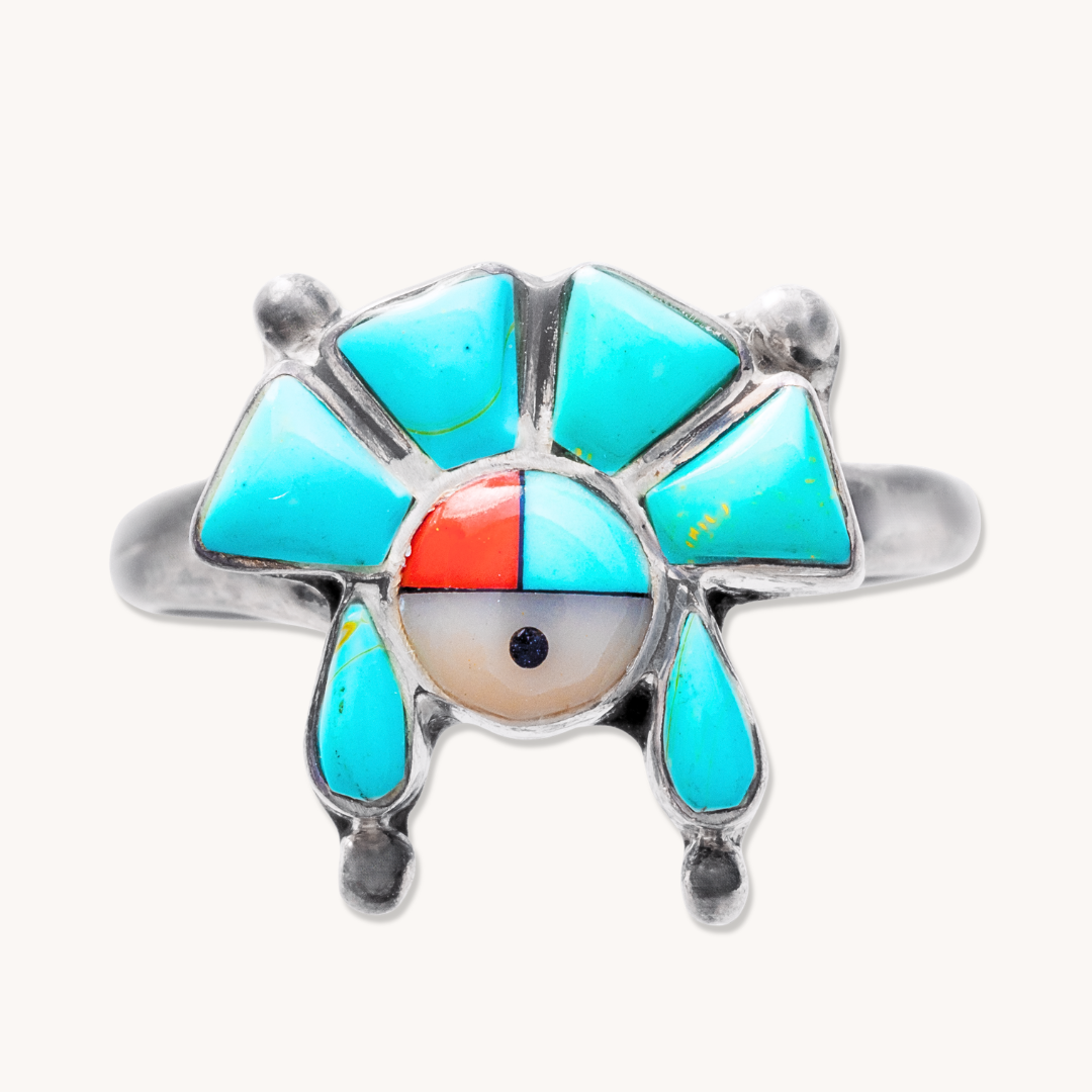 Zuni-Style Sunface Inlay Ring