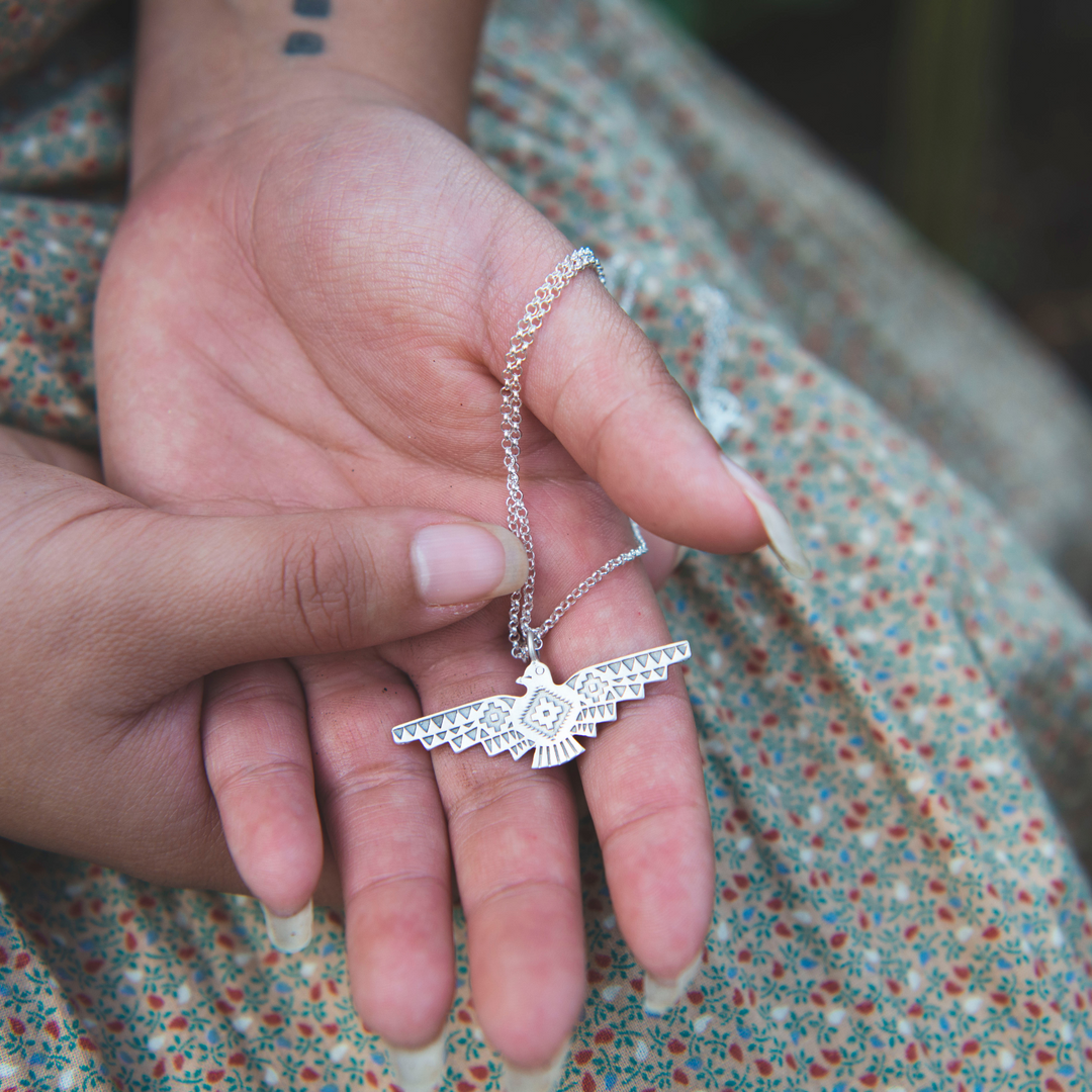 Silver Thunderbird Pendant Necklace