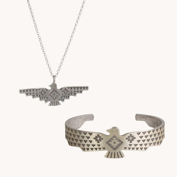 アクセサリー Thunderbird silver chain bracelet Silver Thunderbird Necklace, Shop Hand Stamped Pendant – T.Skies