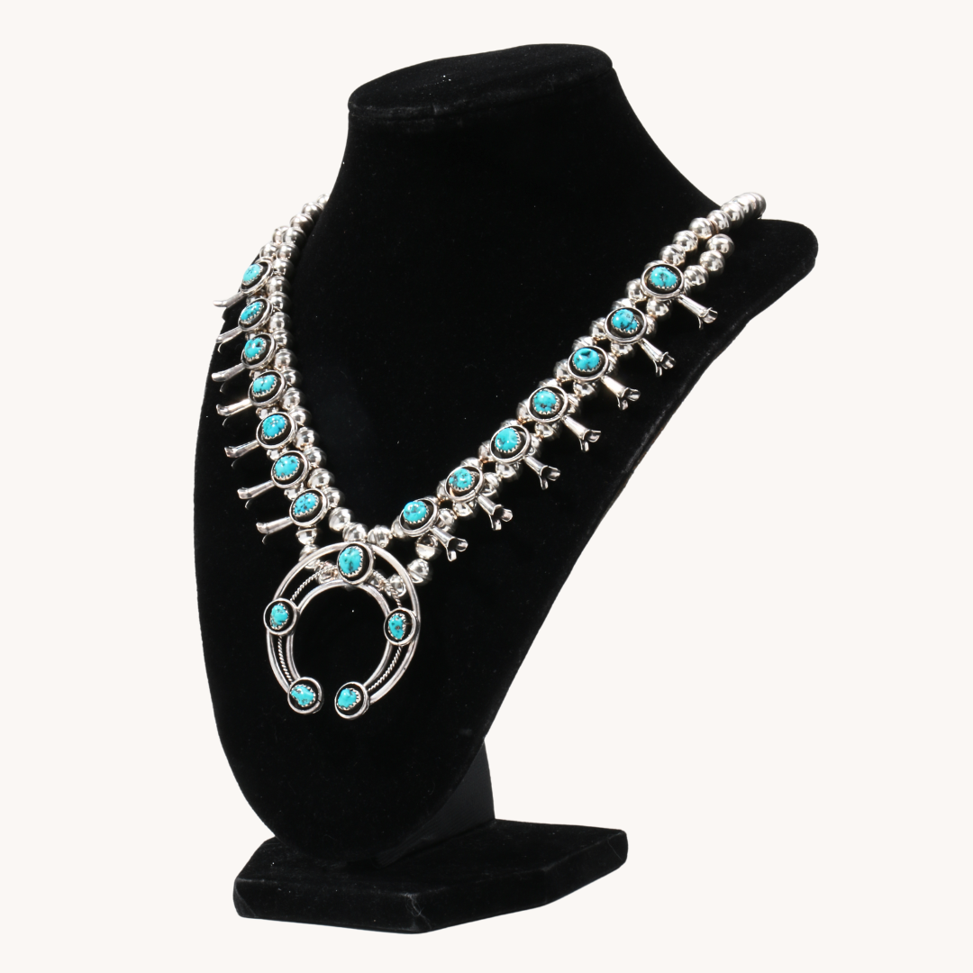 Turquoise Petite Squash Blossom Necklace & Earrings Set
