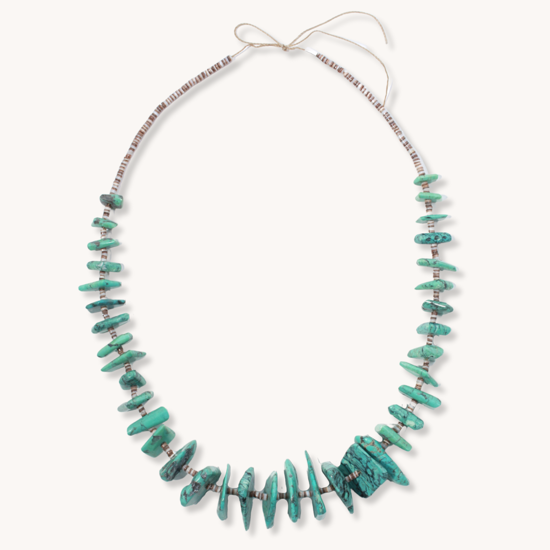 Turquoise Slab Necklace with Heishe