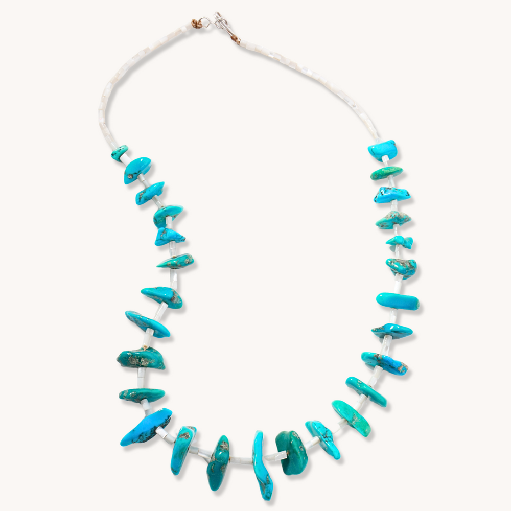 Turquoise and Mother of Pearl Beads Necklace