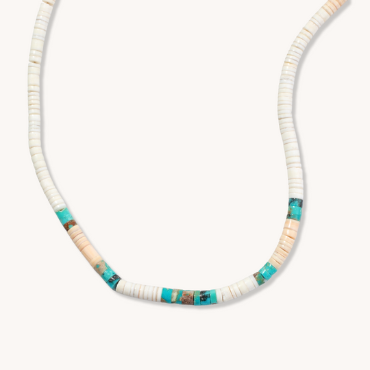 Shell and Turquoise Heishe Beads Necklace