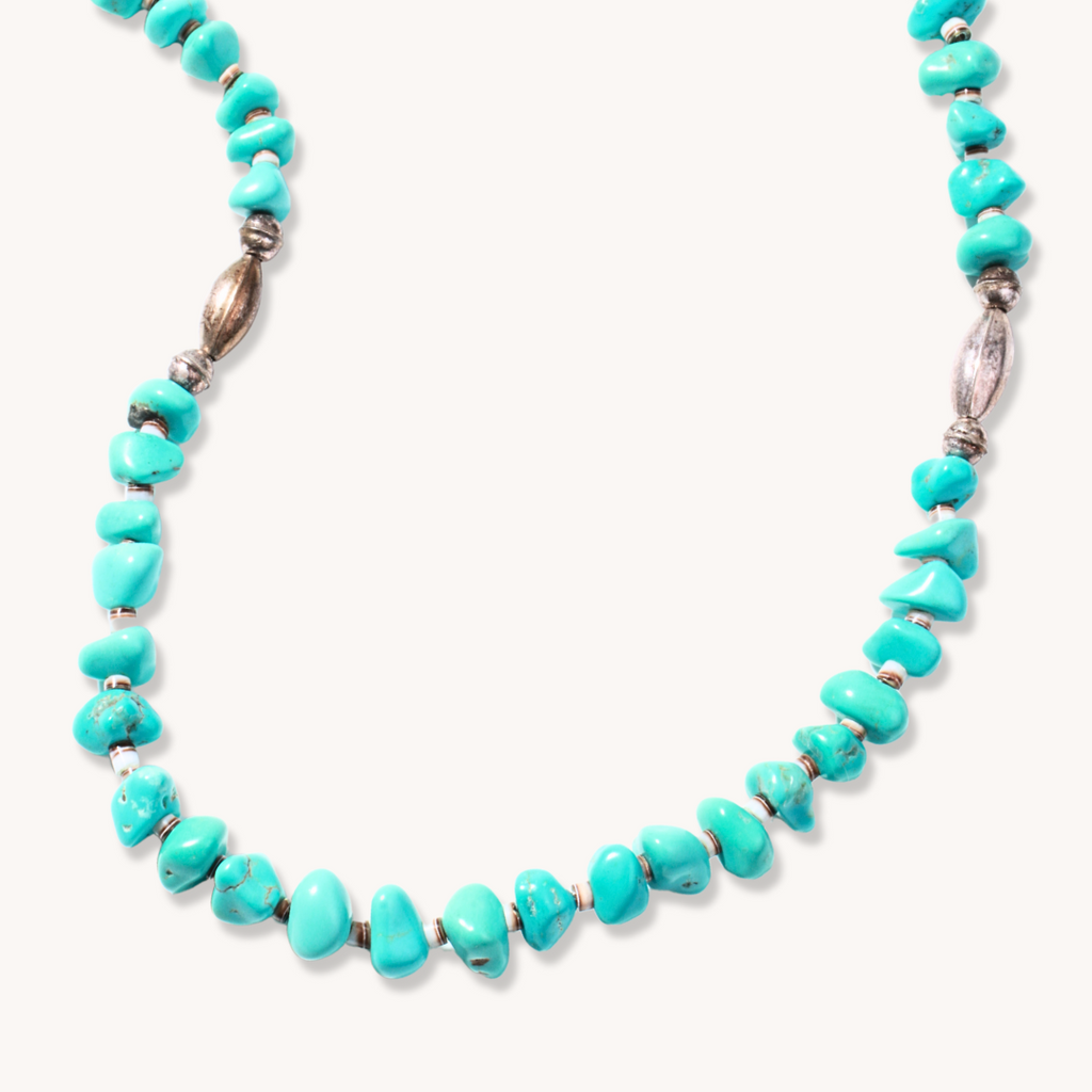 Vintage Carved Turquoise Massive Necklace Men Women Long