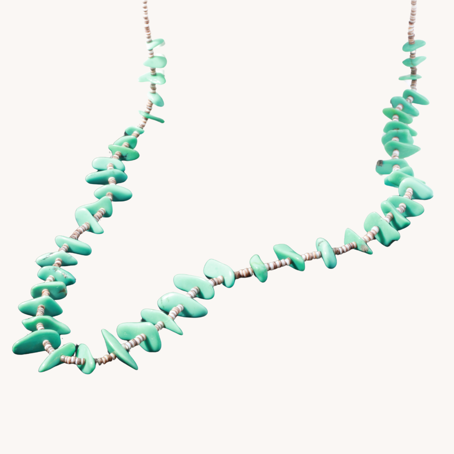 Turquoise Nugget Beads Necklace with Heishe
