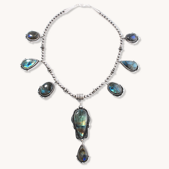 Statement Labradorite Drop Necklace