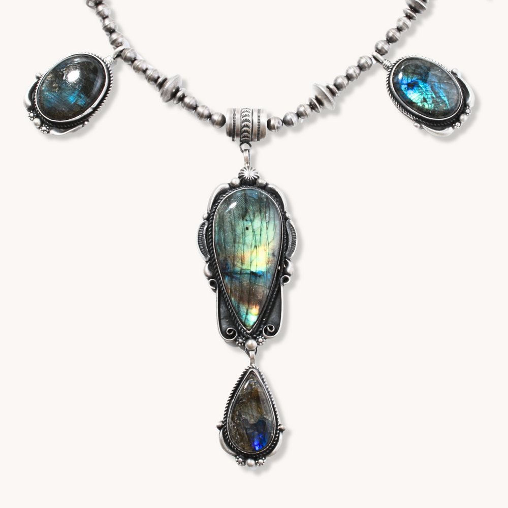 Statement Labradorite Drop Necklace