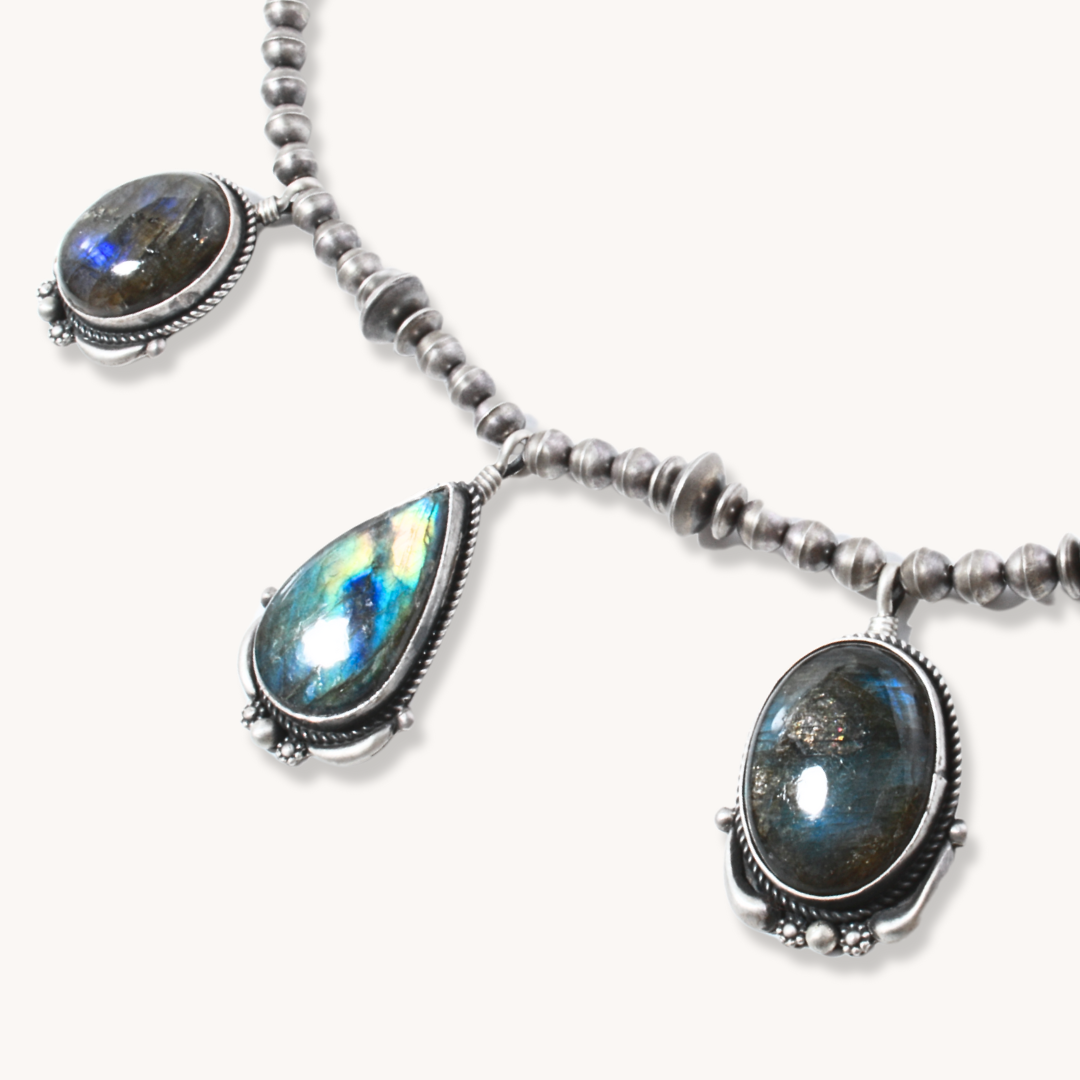 Statement Labradorite Drop Necklace