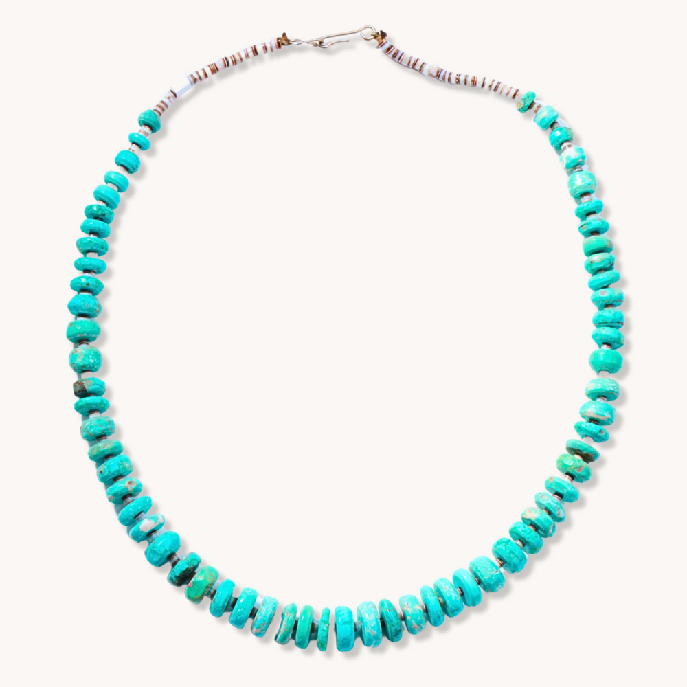 Turquoise Rondelle and Heishe Beads Necklace