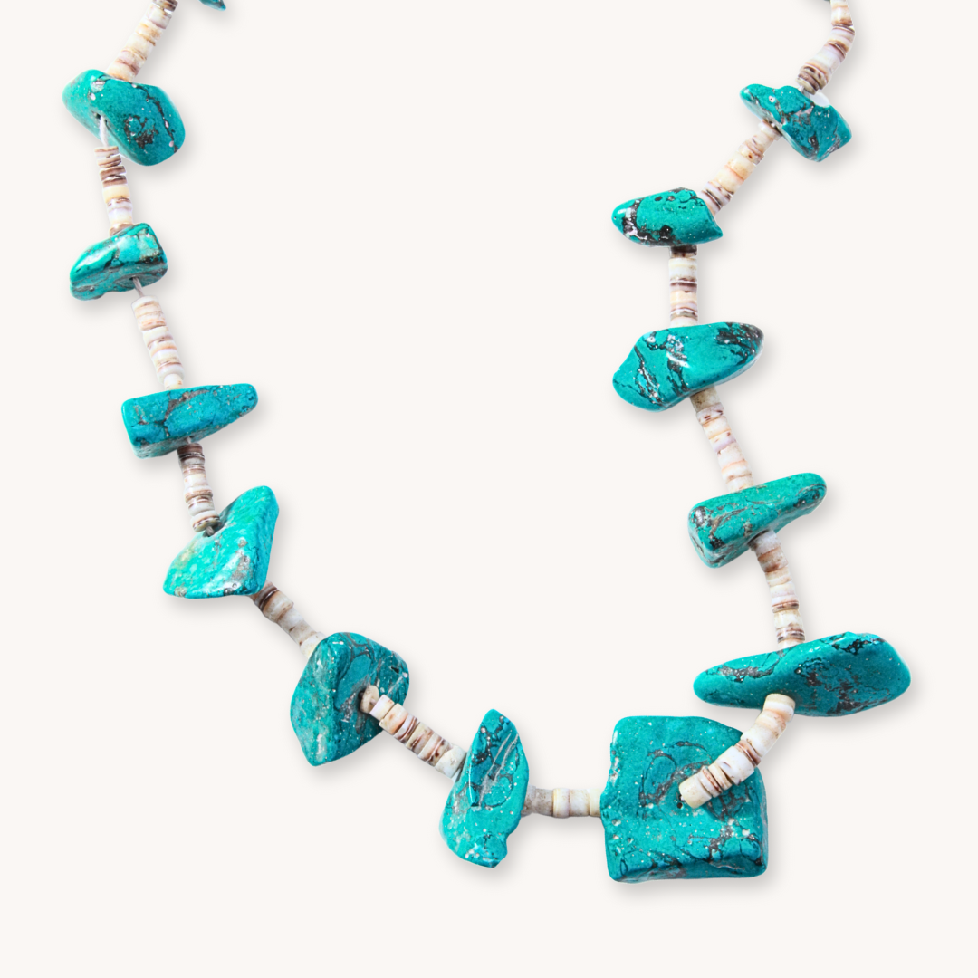 Turquoise Nugget & Heishe Beads Necklace