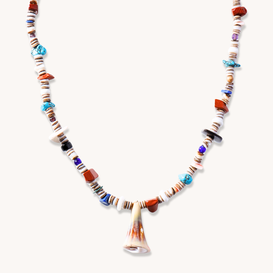 Shell and Multi-stone Heishi Necklace