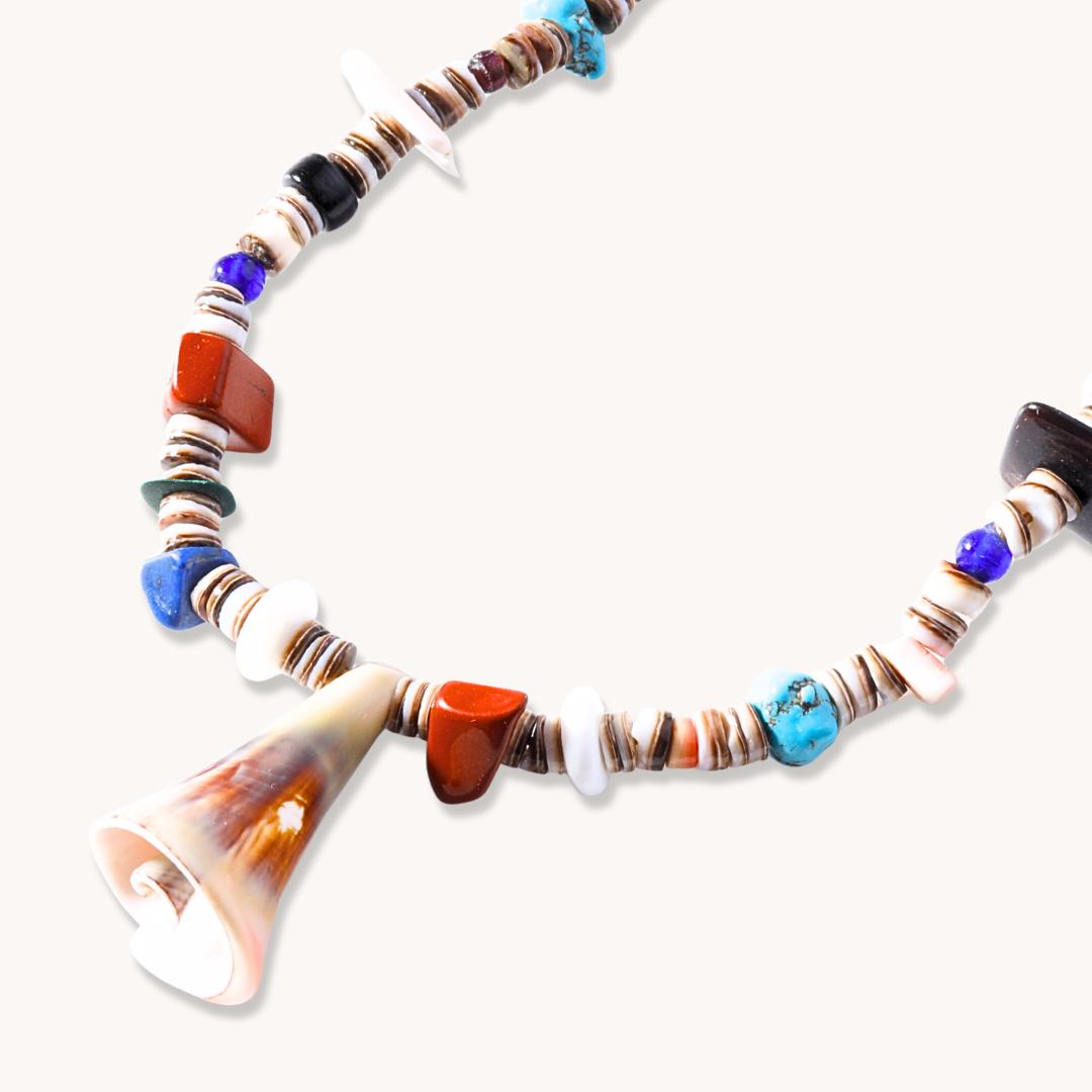 Shell and Multi-stone Heishi Necklace