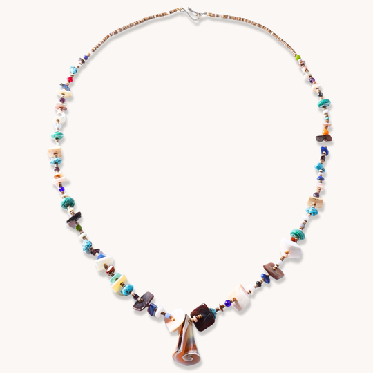 Multi-stone and Shell Heishi Necklace