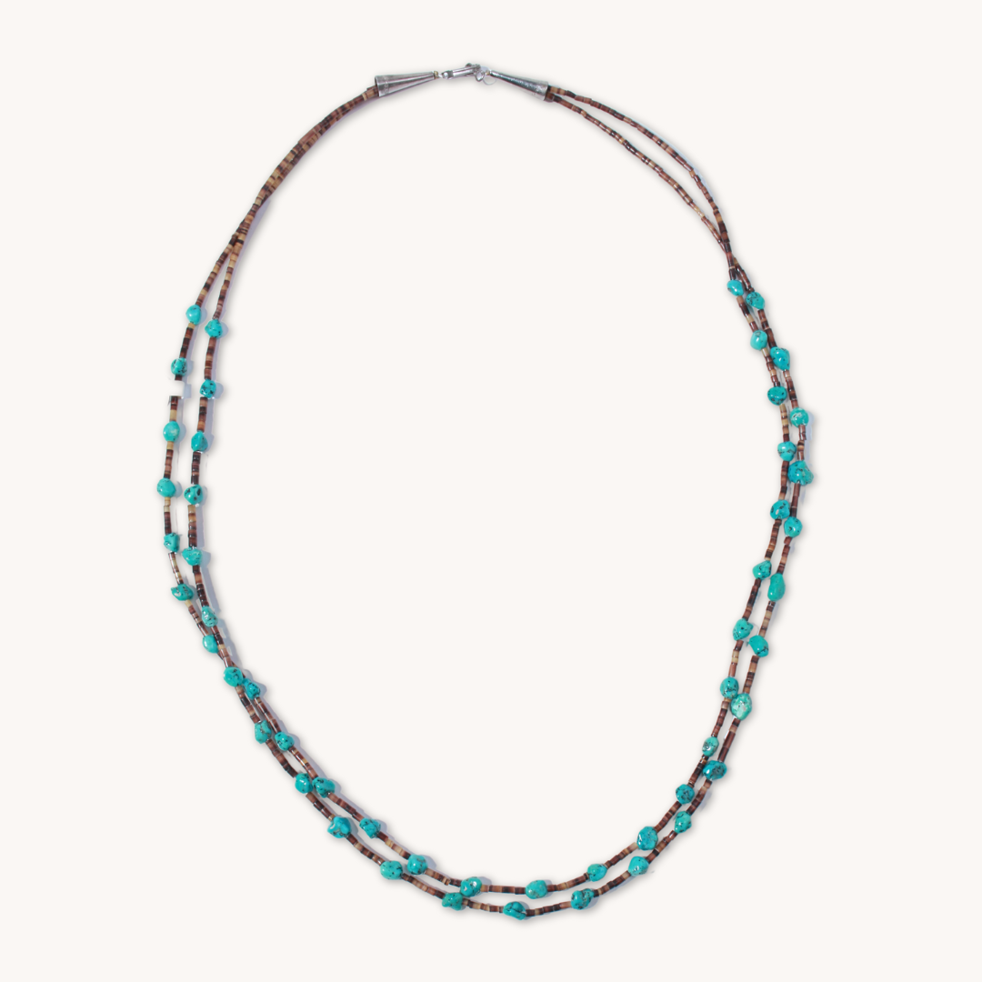 2-Strand Turquoise and Heishe Beads Necklace