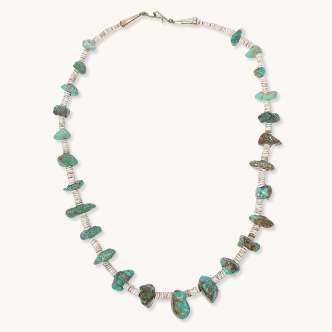 Heishe Necklace with Turquoise Nuggets