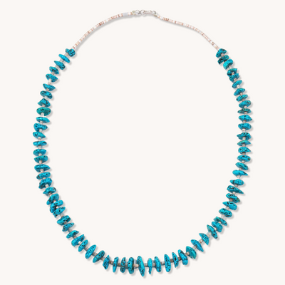 Turquoise Disc and Shell Heishe Beads Necklace