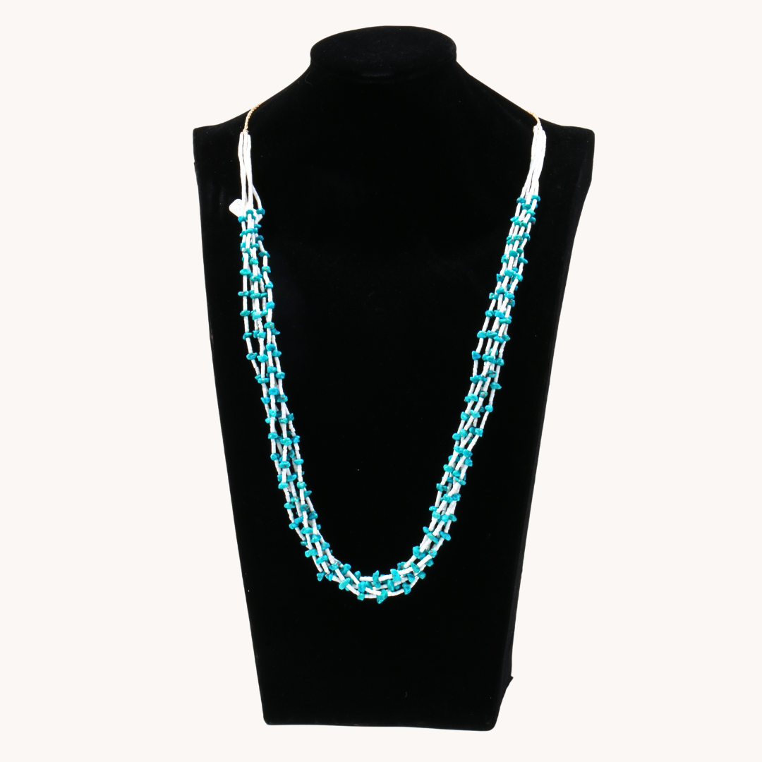 5-Strand Turquoise and Shell Beads Necklace