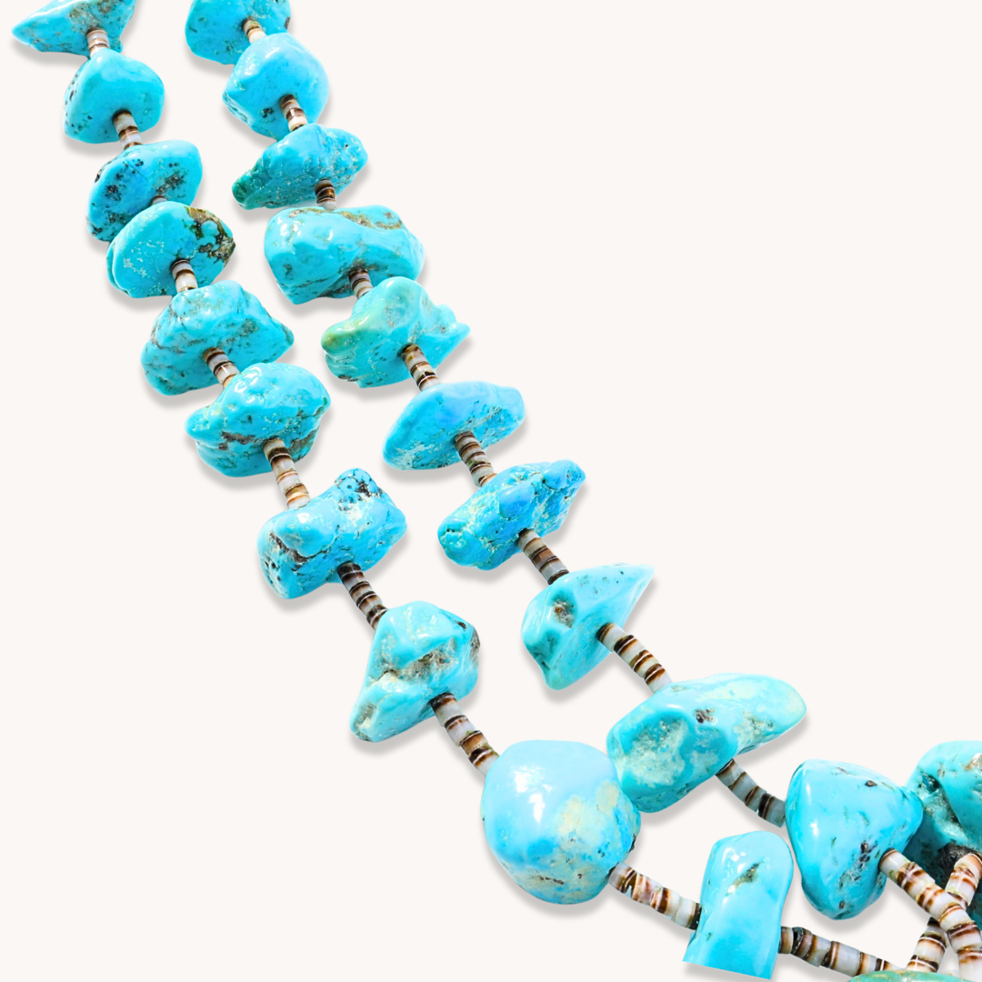 Vintage Turquoise Nugget Beads Necklace with Jaclas