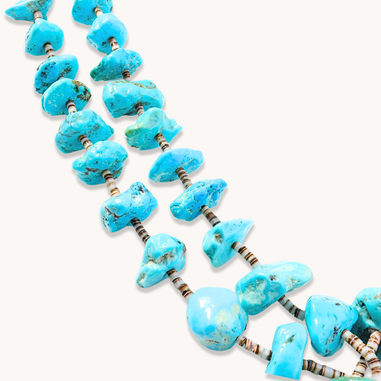 Vintage Turquoise Nugget Beads Necklace with Jaclas